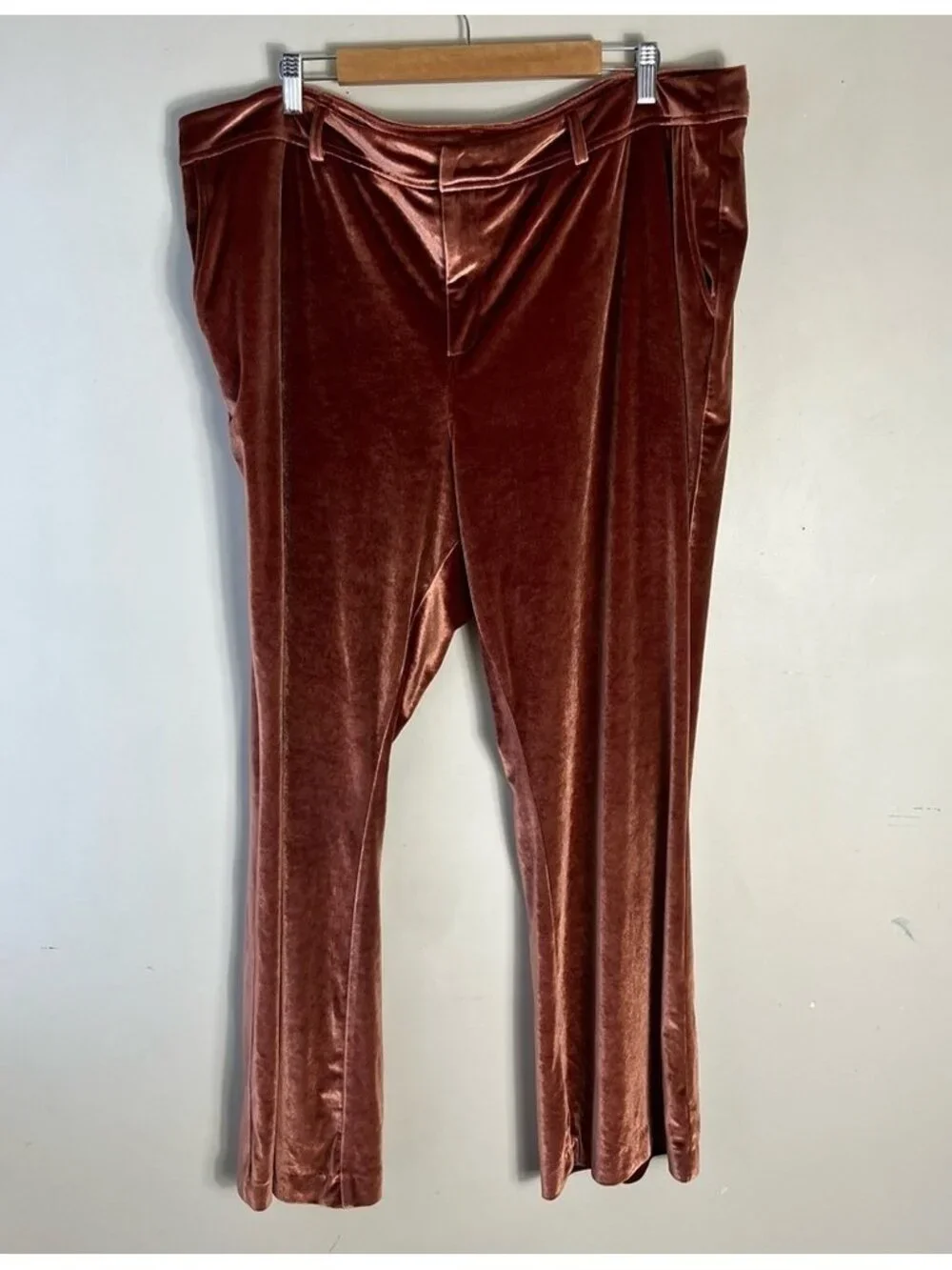 BP Copper Velvet High Rise Wide Leg Pants Size 2X Stretch Pockets Velour Soft